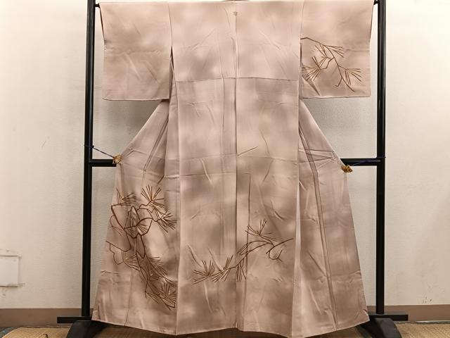 平和屋着物■訪問着 駒刺繍 枝葉文 暈し染め 正絹 逸品 BAAY0728mz