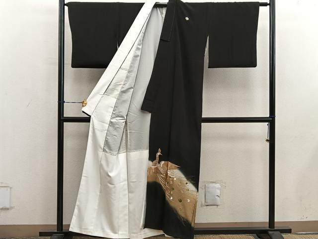 平和屋着物■豪華黒留袖 総刺繍 鳳凰 金糸 正絹 逸品 BAAY0737mz