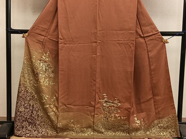 平和屋着物●訪問着 扇面御所車花文 暈し染め 金彩 正絹 逸品 BAAY0739mz