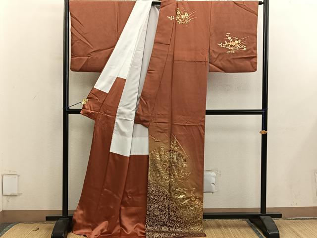 平和屋着物●訪問着 扇面御所車花文 暈し染め 金彩 正絹 逸品 BAAY0739mz