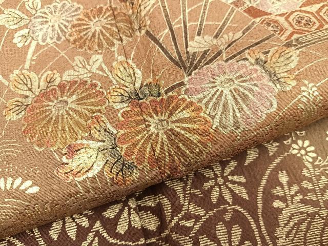 平和屋着物●訪問着 扇面御所車花文 暈し染め 金彩 正絹 逸品 BAAY0739mz