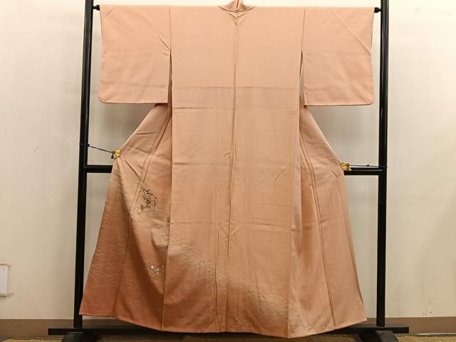 平和屋着物■訪問着 刺繍 枝花文 暈し染め 金彩 正絹 逸品 BAAY0744mz
