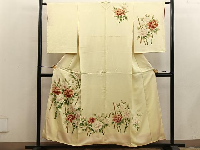 平和屋着物■訪問着 友禅 草花文 正絹 逸品 BAAY0749mz