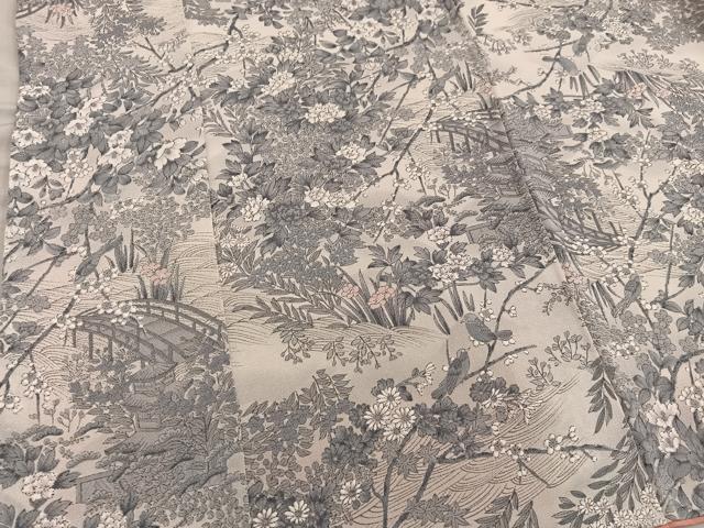 平和屋着物■上質な小紋 休み鳥花文 鬼しぼ縮緬 正絹 逸品 BAAY0751mz