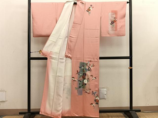 平和屋着物■訪問着 舞蝶花文 暈し染め 金銀彩 正絹 逸品 BAAY0752mz