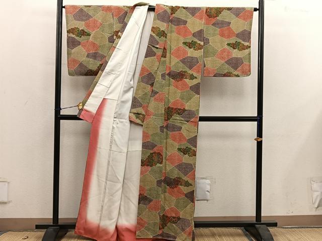 平和屋着物■上質な小紋 切嵌花文 正絹 逸品 未使用 BAAY0764mz