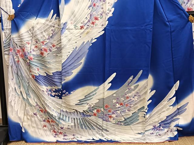 平和屋着物■豪華振袖 孔雀羽花文 暈し染め 銀彩 正絹 逸品 BAAY0781mz