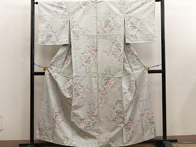 平和屋着物■上質な紬 亀甲花文 正絹 逸品 BAAY0783mz
