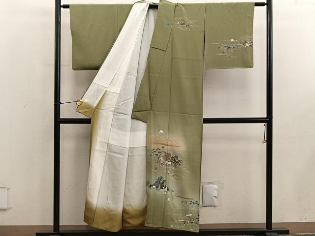 平和屋着物■訪問着 人物風景文 暈し染め 金彩 正絹 逸品 BAAY0786mz