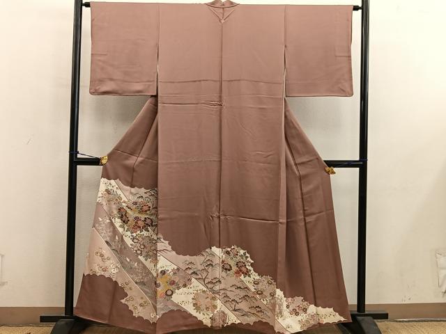 平和屋着物●豪華色留袖 牡丹花文 金彩 西武扱い 正絹 逸品 BAAY0788mz