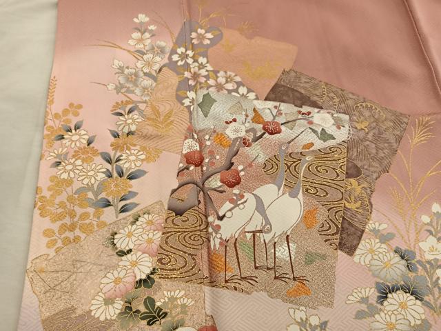 平和屋着物■豪華色留袖 作家物 色紙重ね群鶴花文 暈し染め 金彩 正絹 逸品 BAAY0789mz