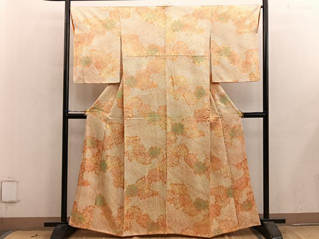 平和屋着物■上質な小紋 総絞り 菊花文 正絹 逸品 BAAY0797mz