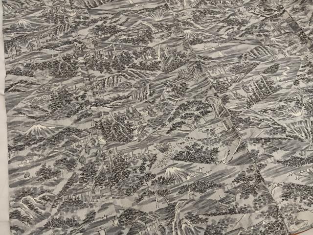 平和屋着物■本場染大島紬 人物風景文 正絹 逸品 BAAY0798mz