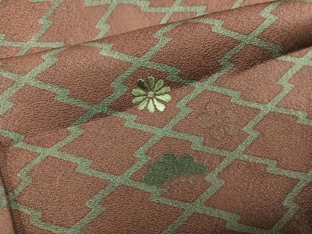 平和屋着物■訪問着 刺繍 松皮菱花文 正絹 逸品 BAAY0799mz