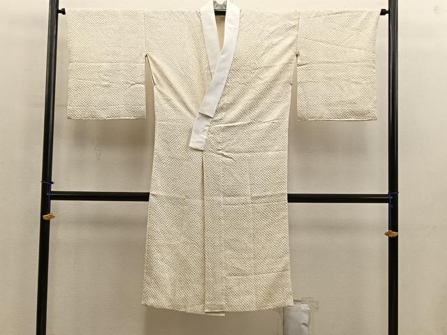 平和屋着物■長襦袢 袷 総絞り 白色 正絹 逸品 BAAY0805mz
