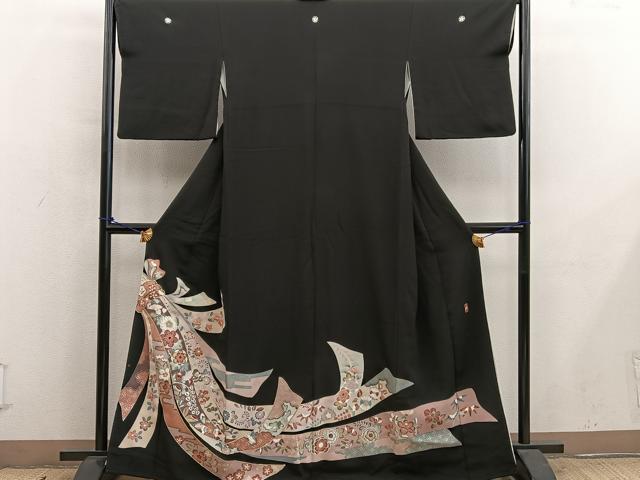 平和屋着物■豪華黒留袖 作家物 駒刺繍 束ね熨斗花文 金彩 正絹 逸品 BAAY0806mz