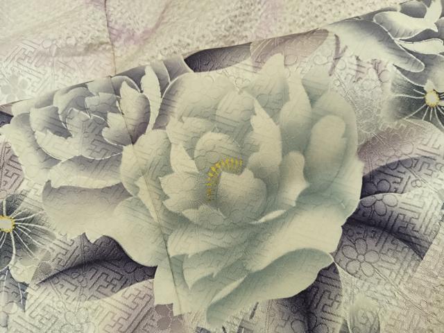 平和屋着物■訪問着 絞り 牡丹花文 正絹 逸品 BAAY0807mz