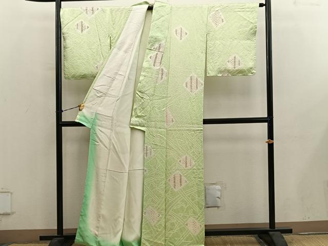 平和屋着物■上質な小紋 総絞り 菱 正絹 逸品 BAAY0808mz