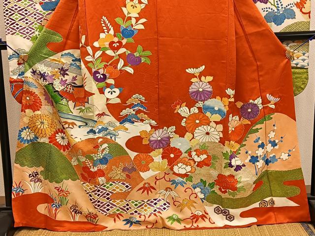 平和屋着物■豪華振袖 駒刺繍 風景花文 金彩 正絹 逸品 BAAY0809mz