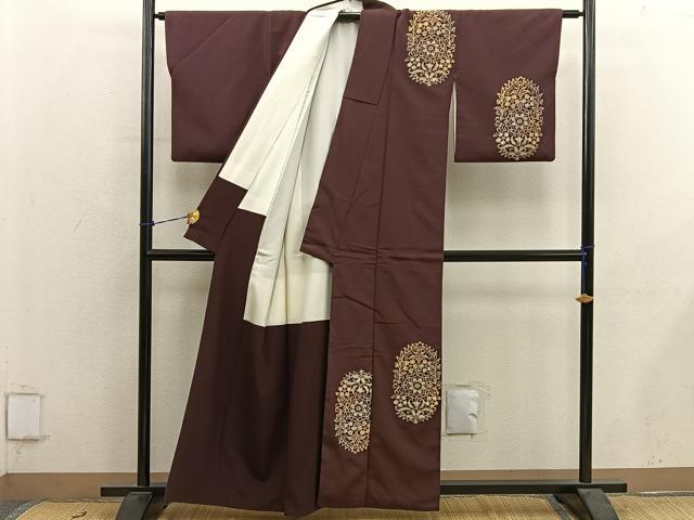 平和屋着物■訪問着 草花文 寿光織 金糸 正絹 逸品 BAAY0816mz