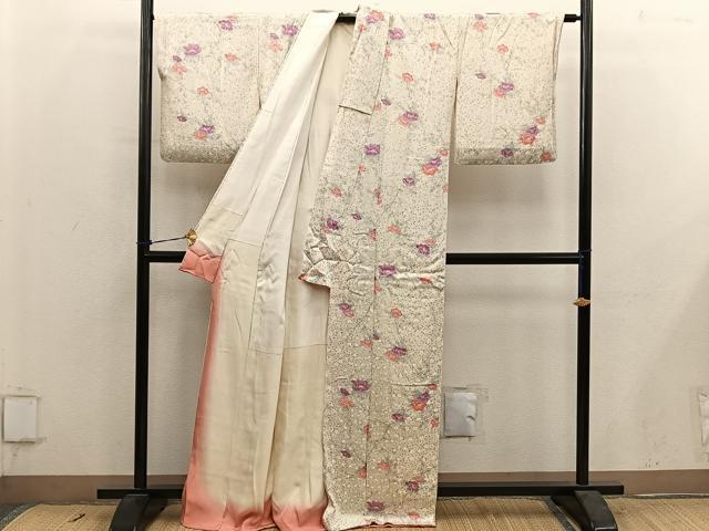 平和屋着物■上質な小紋 枝花文 正絹 逸品 BAAY0818mz