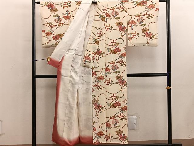 平和屋着物■上質な小紋 型染め 更紗花文 正絹 逸品 BAAY0826mz