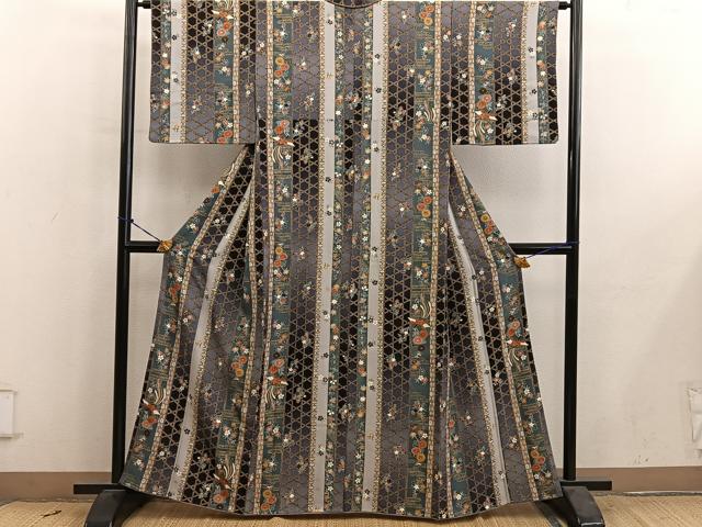 平和屋着物■上質な小紋 鳳凰花文 暈し染め 金彩 正絹 逸品 BAAY0829mz