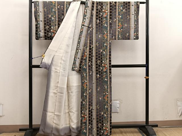 平和屋着物■上質な小紋 鳳凰花文 暈し染め 金彩 正絹 逸品 BAAY0829mz