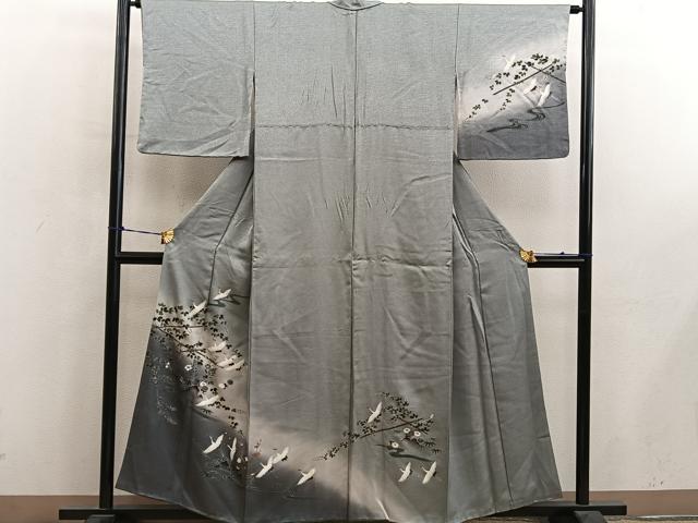 平和屋着物■訪問着 飛鶴花文 暈し染め 金彩 正絹 逸品 BAAY0830mz