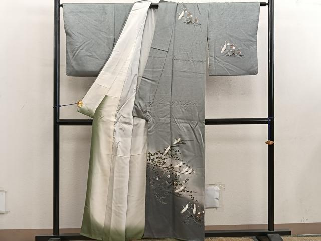 平和屋着物■訪問着 飛鶴花文 暈し染め 金彩 正絹 逸品 BAAY0830mz