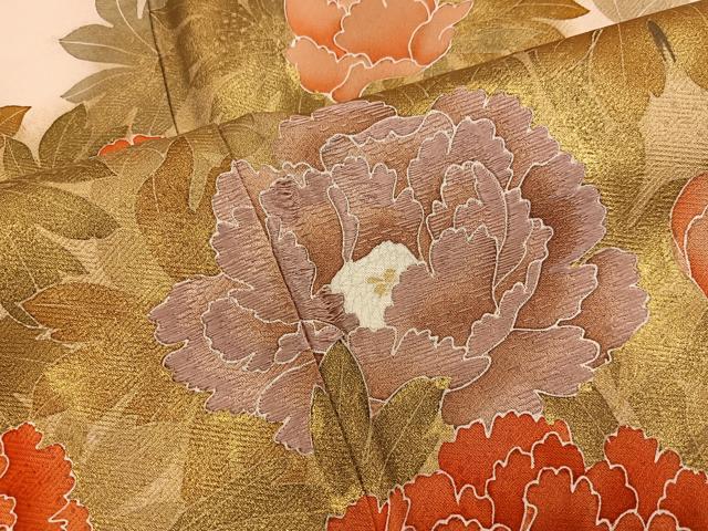 平和屋着物■訪問着 刺繍 牡丹文 金彩 正絹 逸品 BAAY0831mz