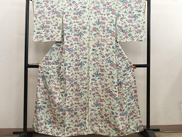 平和屋着物■上質な小紋 草花文 正絹 逸品 BAAY0839mz