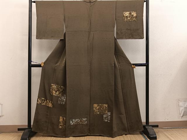 平和屋着物●訪問着 刺繍 草花文 金彩 正絹 逸品 BAAY0840mz