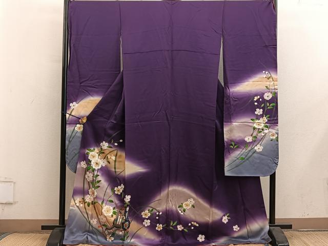 平和屋着物■豪華振袖 御所車花文 暈し染め 金彩 正絹 逸品 BAAY0843mz