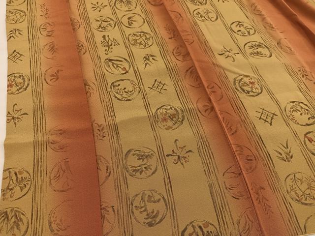 平和屋着物■上質な小紋 草花丸文 暈し染め 正絹 逸品 BAAY0845mz
