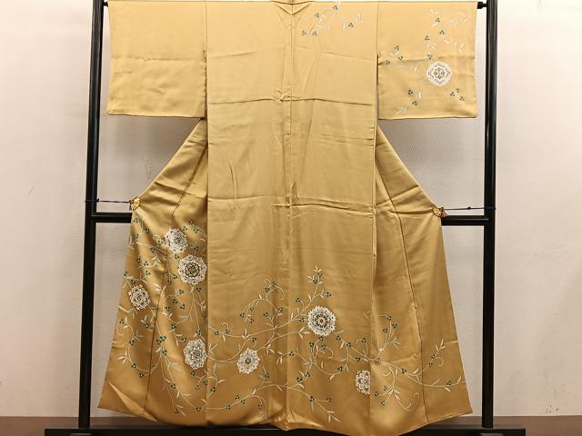 平和屋着物●訪問着 刺繍 花唐草文 金彩 正絹 逸品 BAAY0848mz