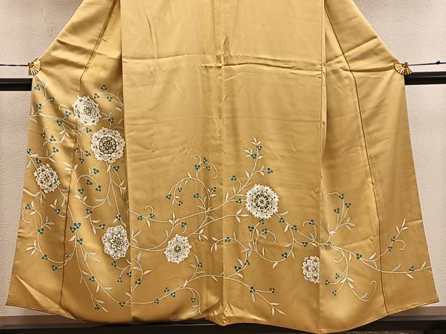 平和屋着物●訪問着 刺繍 花唐草文 金彩 正絹 逸品 BAAY0848mz