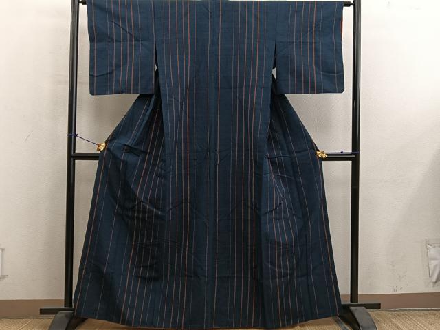 平和屋着物■上質な紬 背抜き仕立て 間道 正絹 逸品 BAAY0858mz