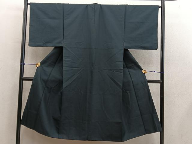 平和屋着物■男性 紬 黒緑色 正絹 逸品 BAAY0860mz
