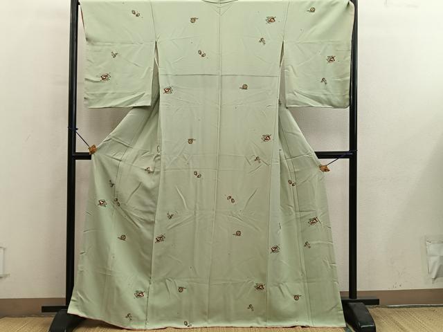 平和屋着物■上質な小紋 扇面花文 金彩 正絹 逸品 BAAY0863mz