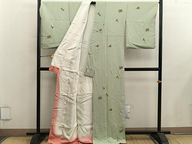 平和屋着物■上質な小紋 扇面花文 金彩 正絹 逸品 BAAY0863mz