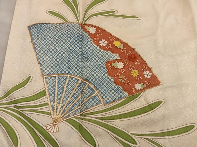 平和屋着物■訪問着 駒刺繍 扇面花文 金彩 正絹 逸品 BAAY0870mz