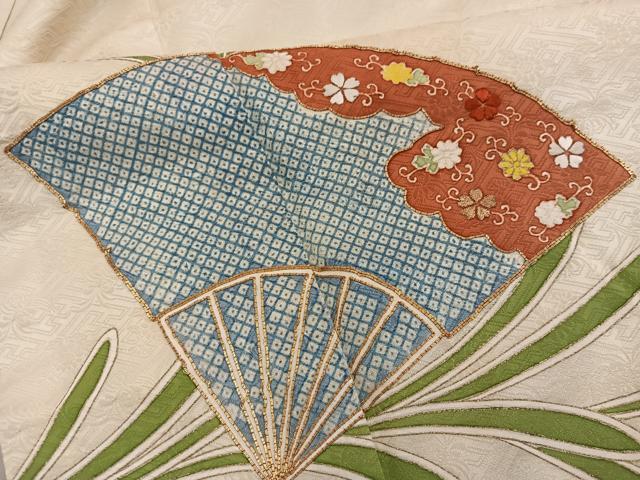 平和屋着物■訪問着 駒刺繍 扇面花文 金彩 正絹 逸品 BAAY0870mz