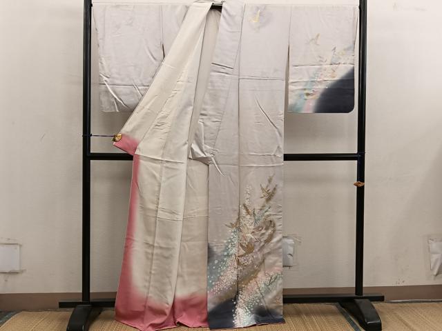 平和屋着物■訪問着 花鳥文 暈し染め 金銀彩 鈴乃屋扱い 正絹 逸品 BAAY0881mz