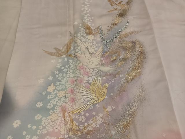 平和屋着物■訪問着 花鳥文 暈し染め 金銀彩 鈴乃屋扱い 正絹 逸品 BAAY0881mz