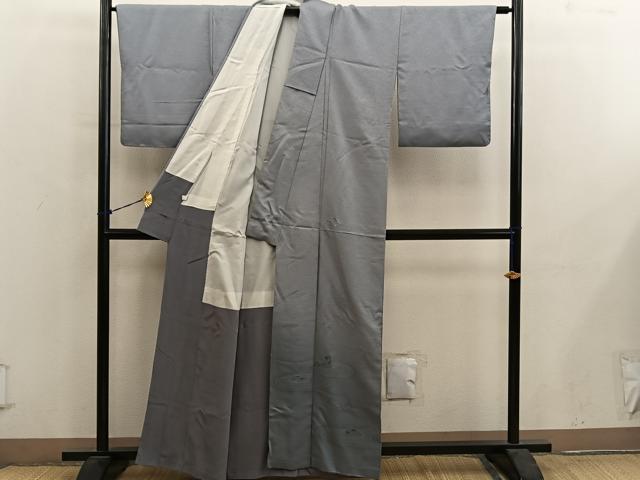 平和屋着物■色留訪問着 石庭地紋 利休鼠色 正絹 逸品 BAAY0882mz