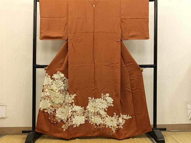 平和屋着物■豪華色留袖 駒刺繍 花車文 正絹 逸品 BAAY0901mz