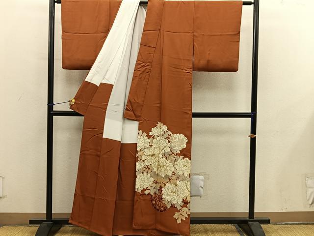 平和屋着物■豪華色留袖 駒刺繍 花車文 正絹 逸品 BAAY0901mz