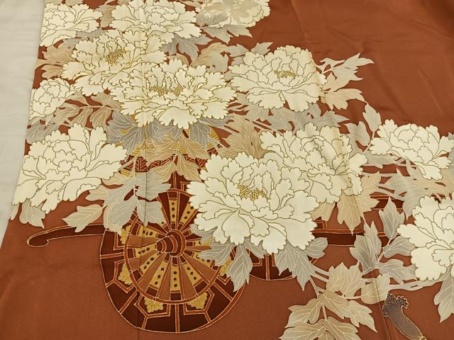 平和屋着物■豪華色留袖 駒刺繍 花車文 正絹 逸品 BAAY0901mz