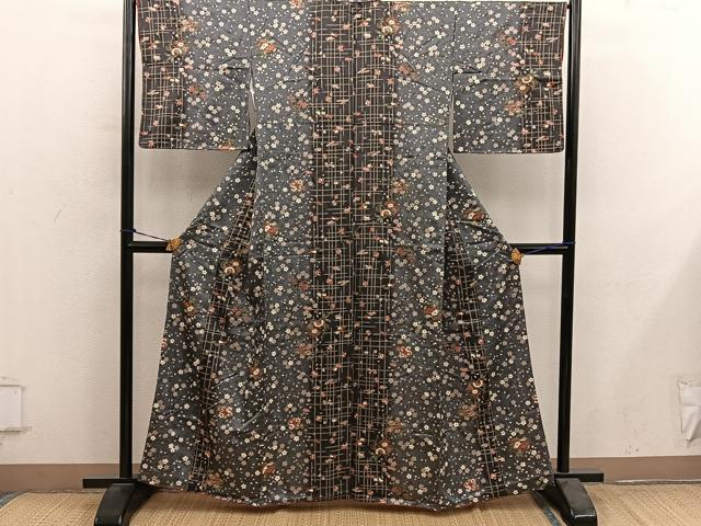 平和屋着物■上質な小紋 舞桜花文 金彩 正絹 逸品 BAAY0902mz